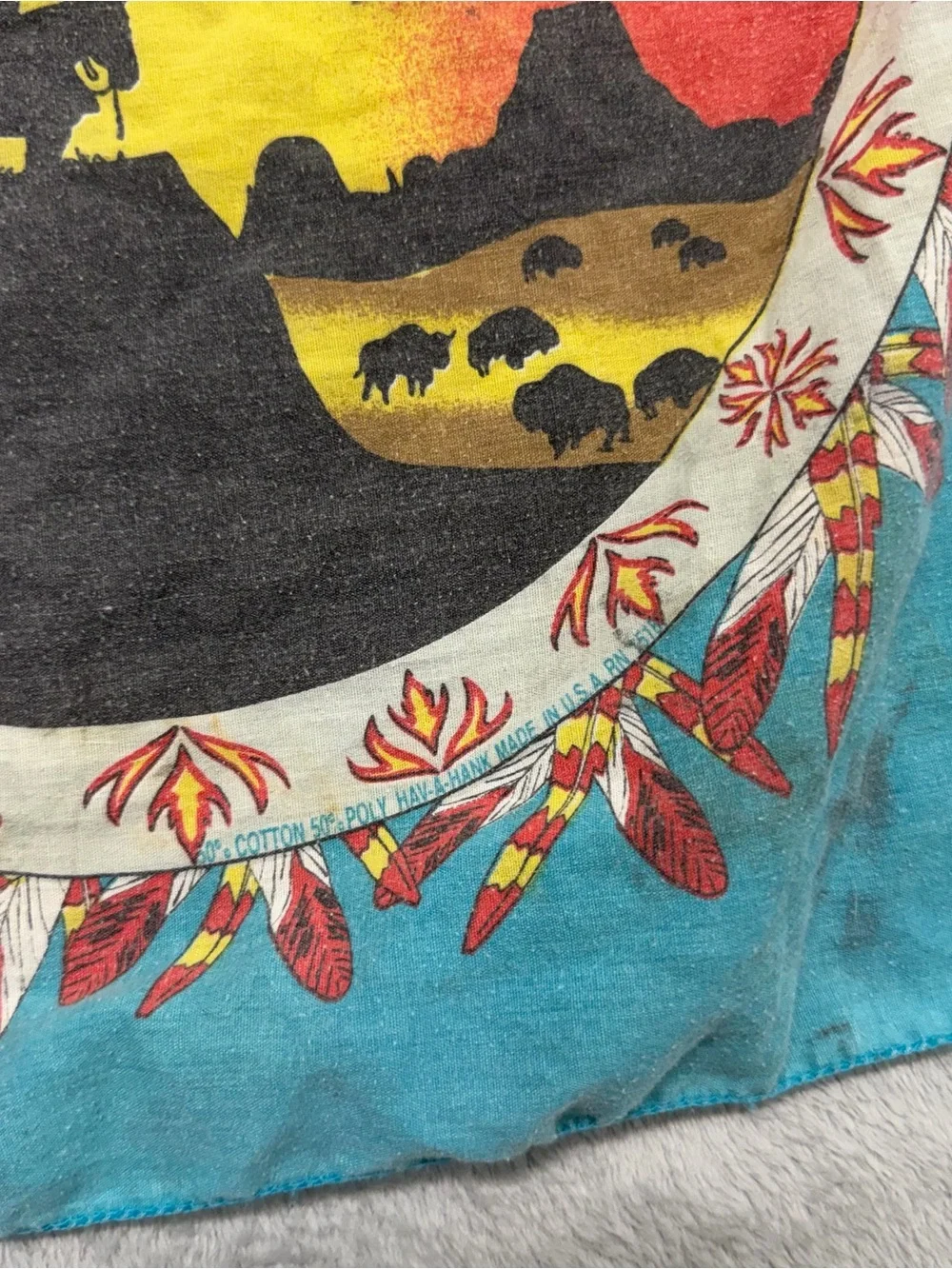 Vintage Hav A Hank Native American Tribal Bandana US Scarf Cotton Poly Blend